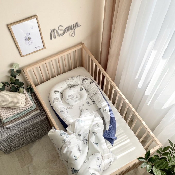Protectie somn – Baby Nest vafe Dino albastru (8)
